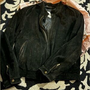 70’s Wilsons Leather Black Suede Leather Bomber Jacket Size 40 Unisex VTG Korea